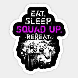 Cool Eat Sleep Squad Up Repeat Gamer Live Streamer Sticker